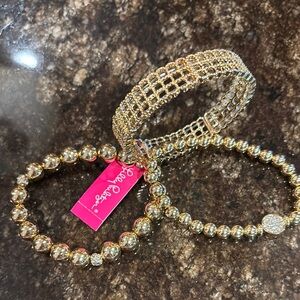 Lilly Pulitzer Gold Cuff Bracelet with Textured Beads